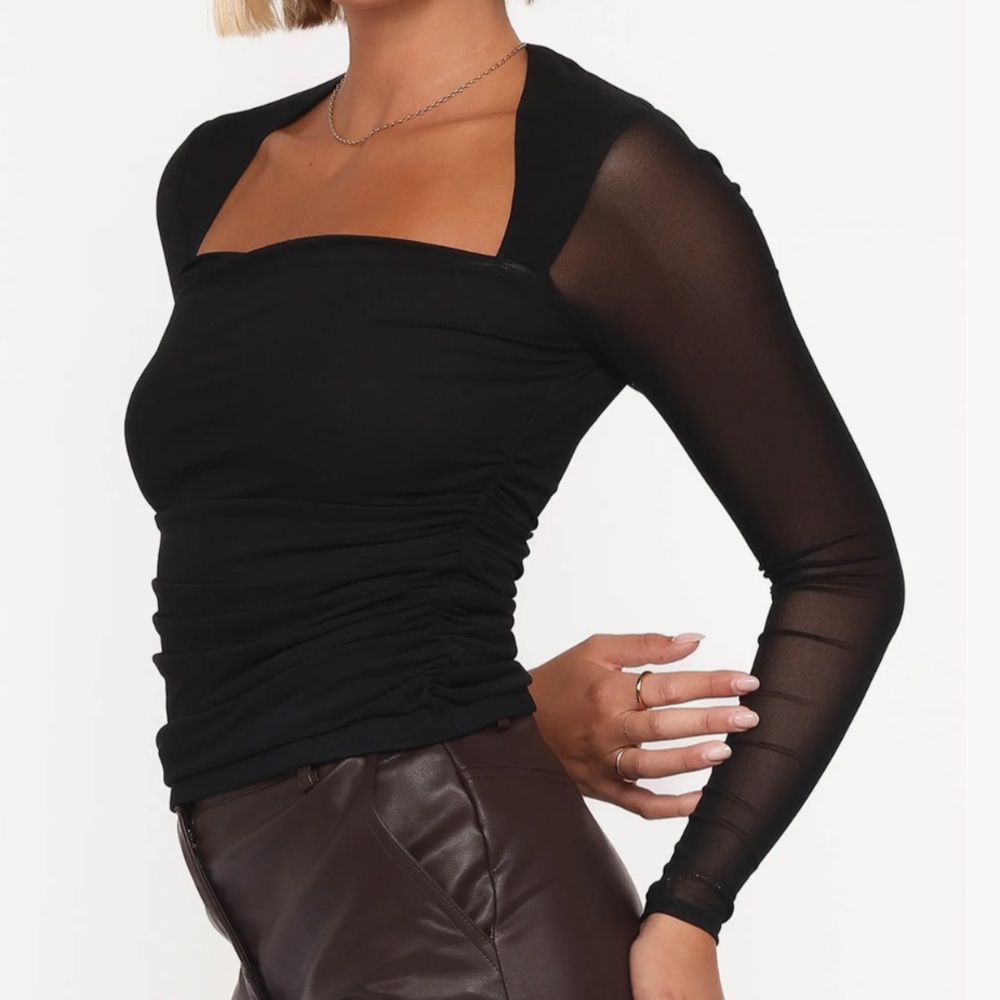 Petal & Pup Cerys Mesh Crop Top Black Small NWT